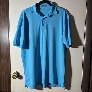 Peter Millar Summer Comfort Polo Golf Sz Medium Short Sleeve Shirt Mens Sky Blue